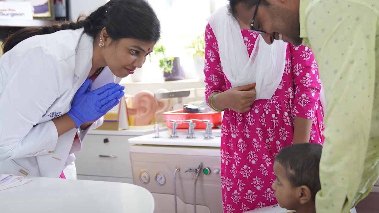 Cochlear Implant Specialist in Hyderabad - Image of Dr Shree Rao Interacting with Baby